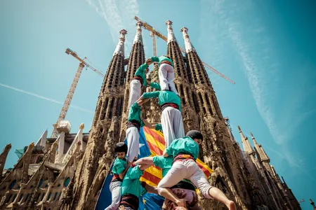 Human towers for democracy at the anniversary of Castellers in Barcelona.