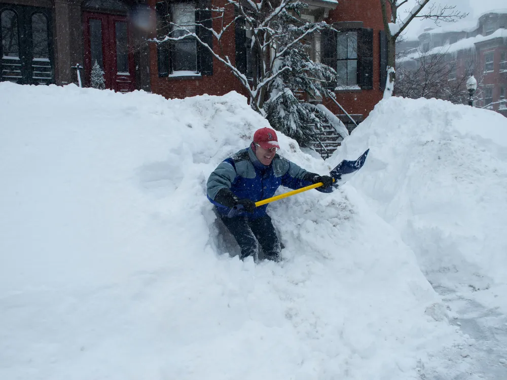 shoveling Boston snow