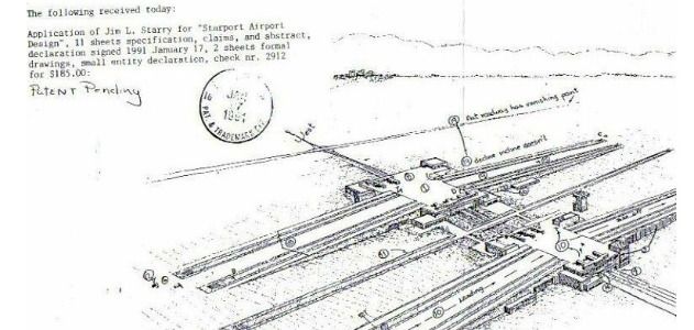 Jim Starry's patent drawing for the Starport airport design