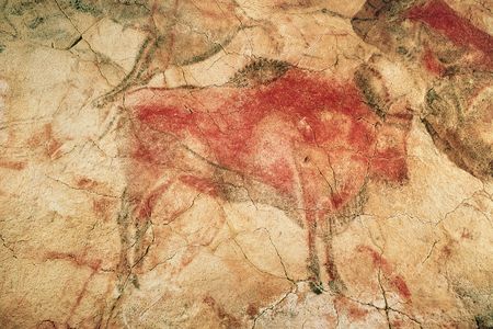 Prehistoric cave painting of a steppe bison from Altamira, Spain