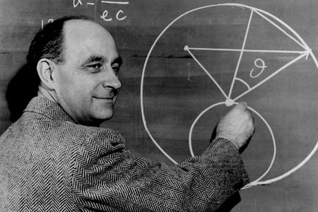 Enrico Fermi at the blackboard.

