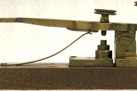 This is a replica of an early telegraph key used by Morse and Vail. (Smithsonian National Museum of American History)