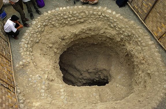 A spiral well at El Brujo, near where the mummy was found