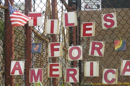 "Tiles for America" is located at the corner of 7th and Greenwich Avenues in New York City