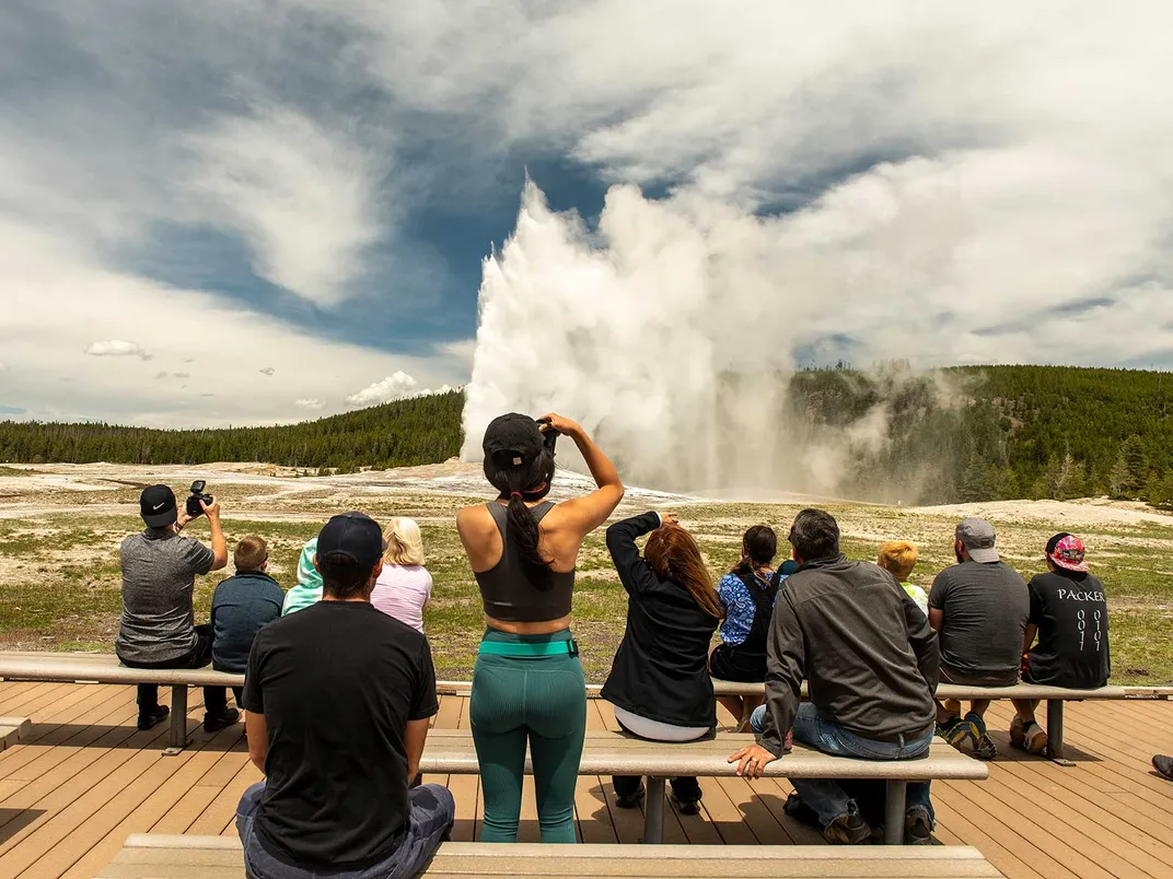 Tourists Watch Old Faithful