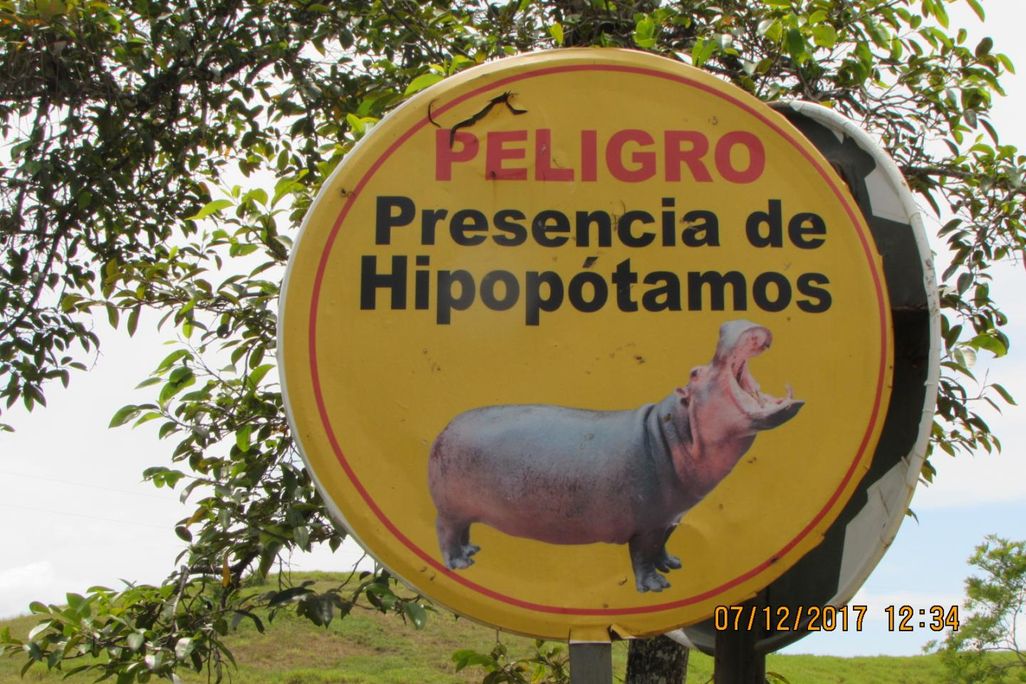 Sign warning tourists about hippos