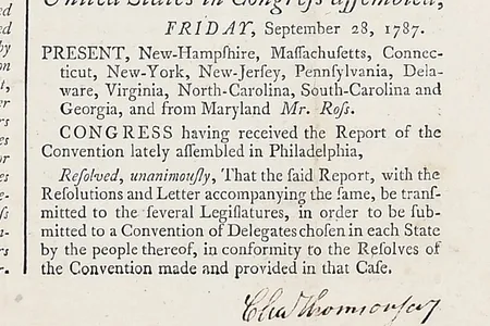 This rare copy of the Constitution was signed by then Secretary of Congress Charles Thomson.