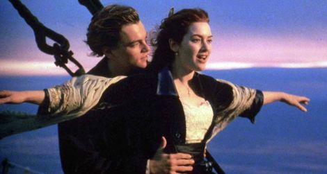 Leonardo DiCaprio and Kate Winslet in James Cameron's Titanic.