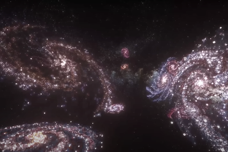 A cluster of galaxies that Slayton created in Minecraft
