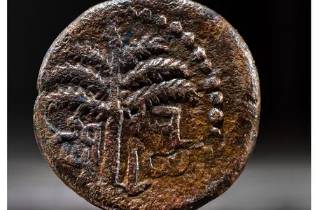 A Bar Kokhba revolt coin inscribed with the word "Jerusalem" and a picture of a date palm