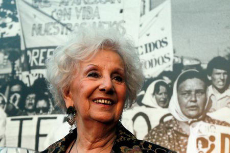 Estela de Carlotto, president of Grandmothers of the Plaza de Mayo. de Carlotto’s grandson was recovered 36 years after he was abducted and adopted by another family.