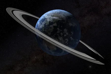 An illustration of Earth with a ring.