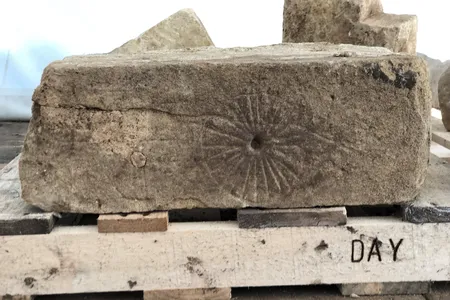 A probable witches' mark found at the site of the abandoned St. Mary's church in Buckinghamshire, England