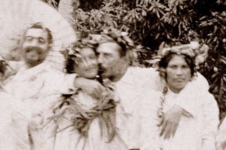 What could be the only photos of Paul Gauguin and his Tahitian muse have surfaced. Gauguin is at the center of this photo, kissing a woman that could be his mistress Pahura.