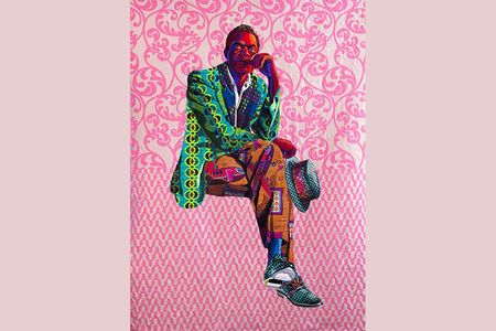 Bisa Butler, I Am Not Your Negro, 2019. Cotton, wool and chiffon, quilted and appliquéd. 79 x 60 in.