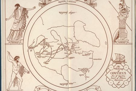 Map from front endpapers to The Odyssey of Homer (translated by T. E. Shaw (Col. T. E. Lawrence)), 1935.&nbsp;