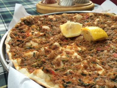 Lahmacun served up to the author at Mer Taghe in Yerevan, Armenia.