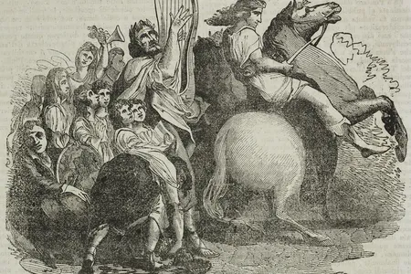 An&nbsp;1838 illustration of Pindar, the lyric poet from ancient Greece, reciting one of the Olympian odes
