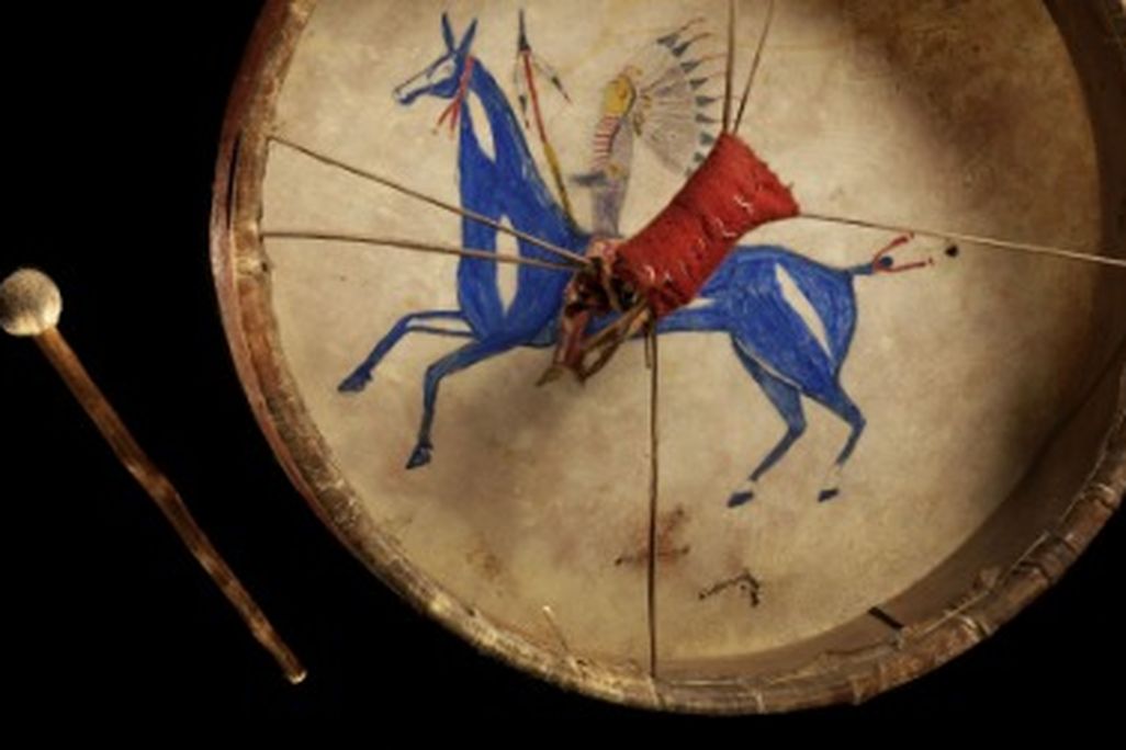 A Lakota painted drum