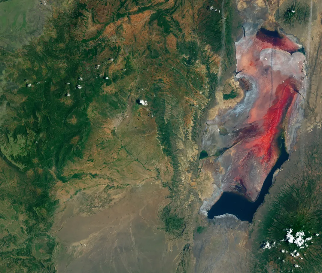 Blood-red Lake Natron photographed by NASA