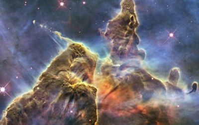 A budding star spits out jets of superheated gas and dust in the Carina Nebula