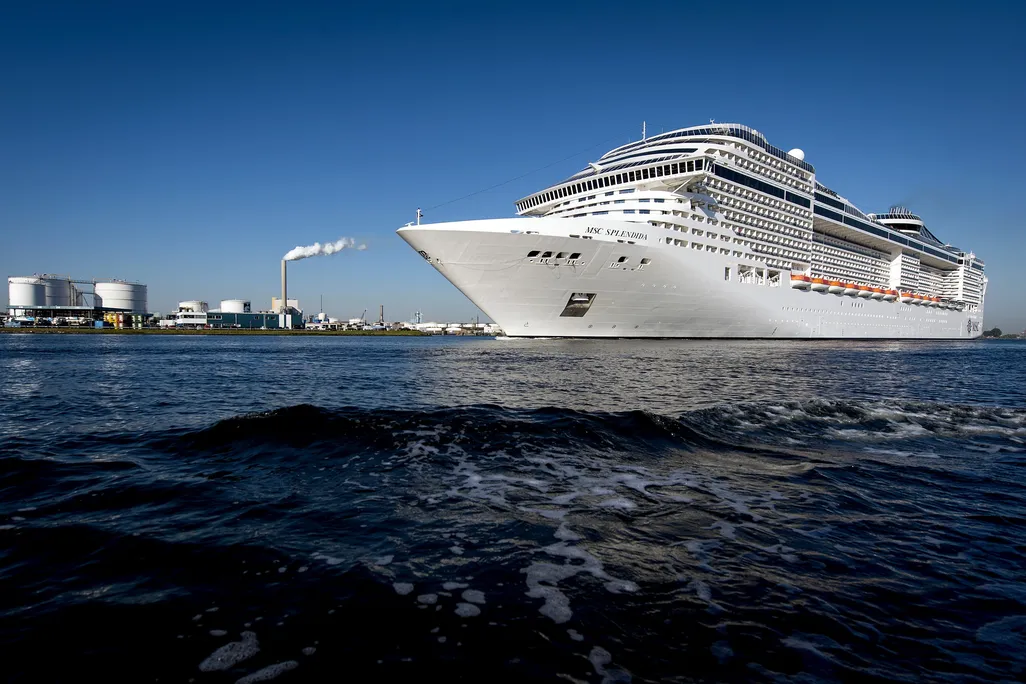 Large cruise ship in water