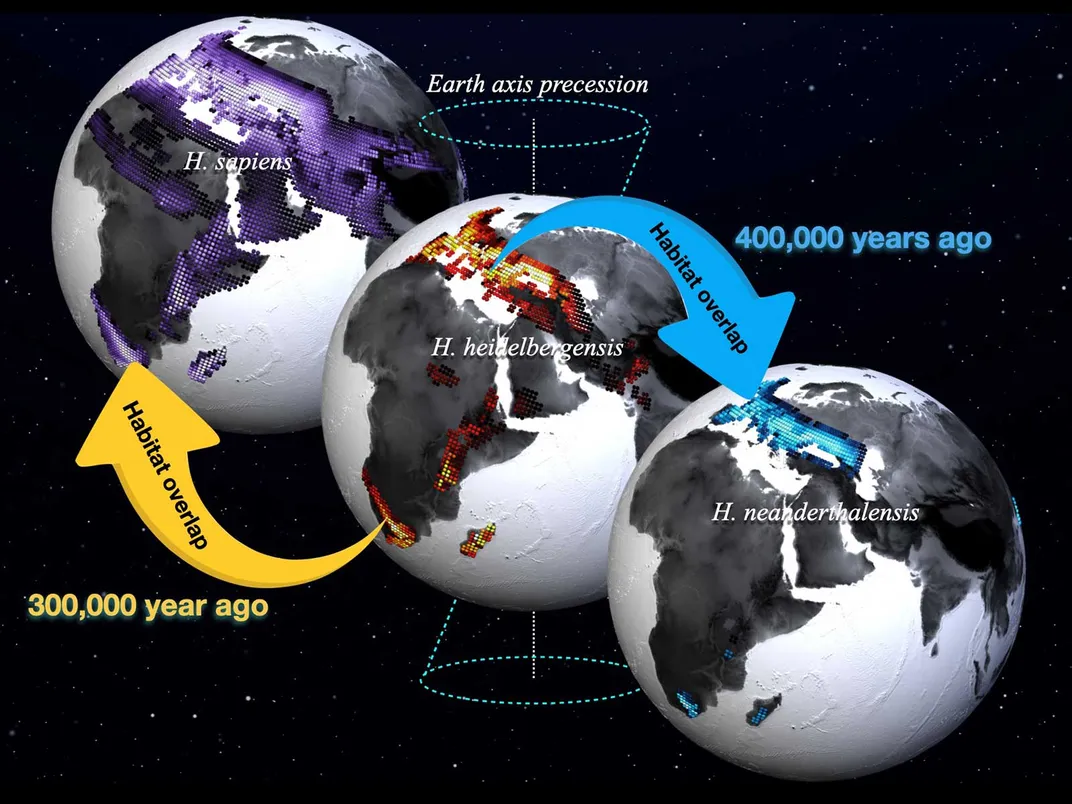 Climate Model Maps Showing Where Ancient Humans Overlapped