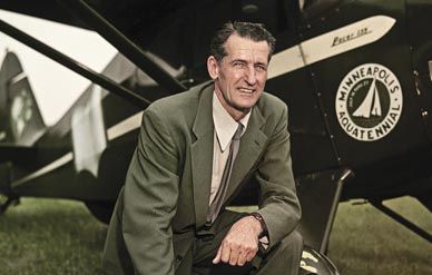 Max Conrad poses after his 1952 transatlantic flight.