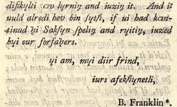 Benjamin Franklin's Phonetic Alphabet (1768)