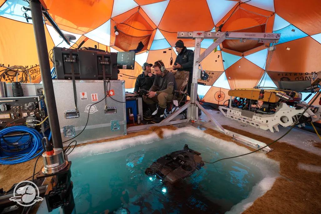 Archaeologists operating a remotely operated vehicle at the site of HMS Erebus