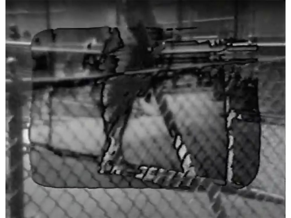 Still from Walking (interstices), 1975 / Ingrid Wiegand. U-matic : 1 videocassette (U-Matic) : sd., col. ; 3/4 in. Robert Wiegand papers and video art, 1953-1994. Archives of American Art.