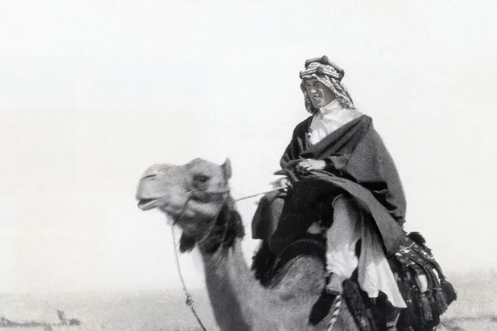 T.E. Lawrence on a camel