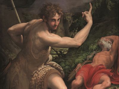 St. John the Baptist and St. Jerome in a detail from&nbsp;The Madonna and Child With Saints