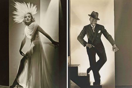 two black and white portraits of actors