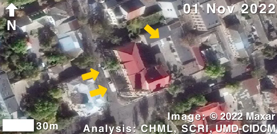 Satellite image documents looting at Kherson Regional Art Museum