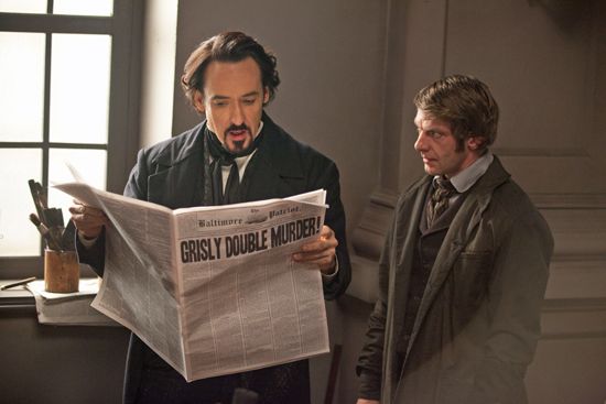 John Cusack and Samuel Hazeldine in Relativity Media’s The Raven