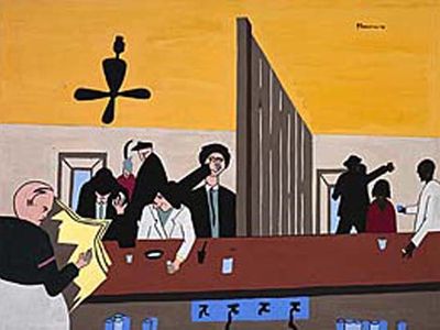 Jacob Lawrence, Bar and Grill, 1941 from the new exhibit "African American Art: Harlem Renaissance, Civil Rights Era, and Beyond."