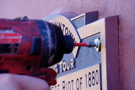 City officials took down the plaque on August 8.