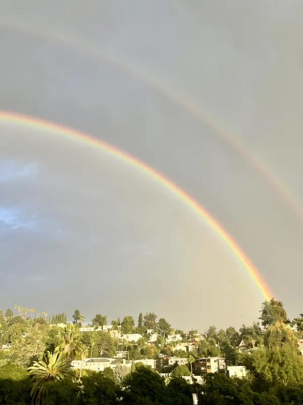 A double rainbow above Hollywood Hills thumbnail