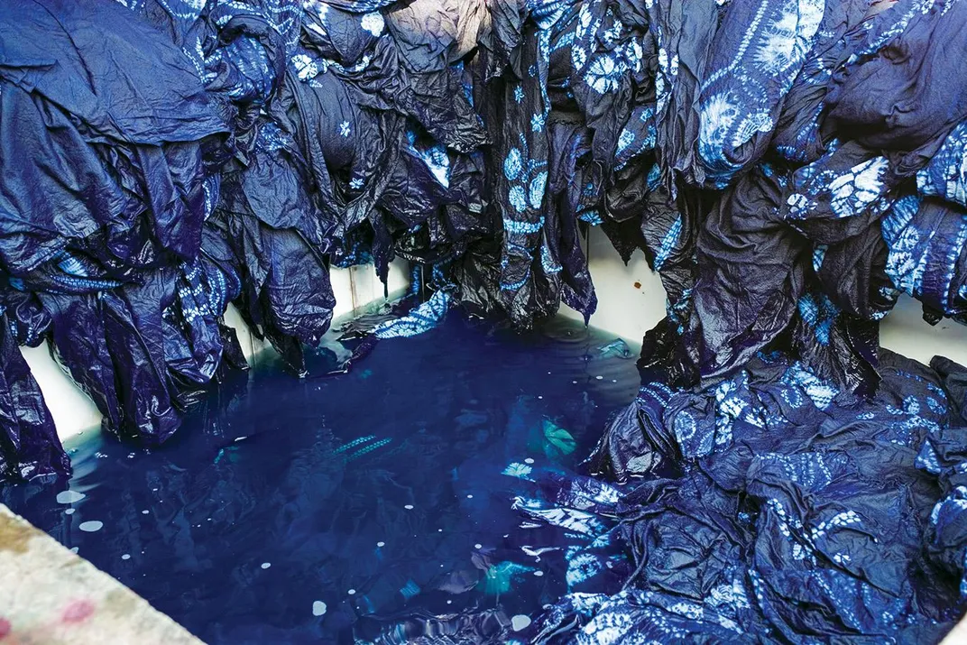 Fabrics soaked with indigo dye