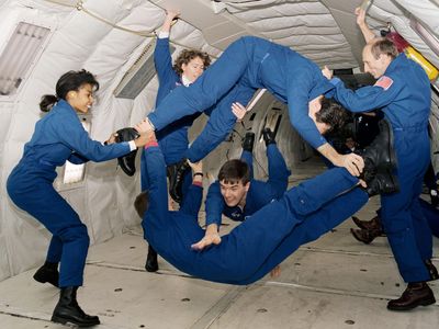 Astronauts training (and having a little fun) on the KC-135.