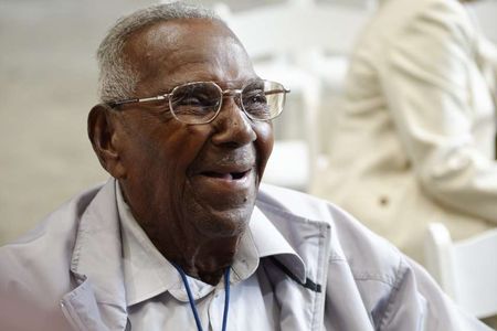 Lawrence Brooks, 110, pictured at a previous birthday celebration at the National World War II Museum