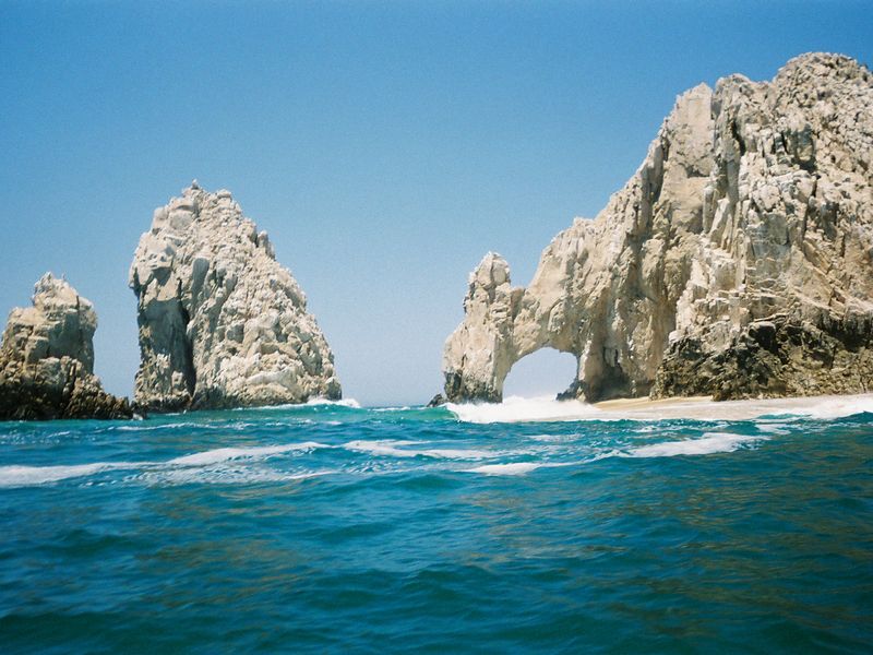 The arch at the tip if Baja California (Mexico). It is where the sea of ...