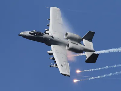 Steve Ladd loved flying the A-10. Here a Warthog releases flares to confuse heat-seeking missiles.