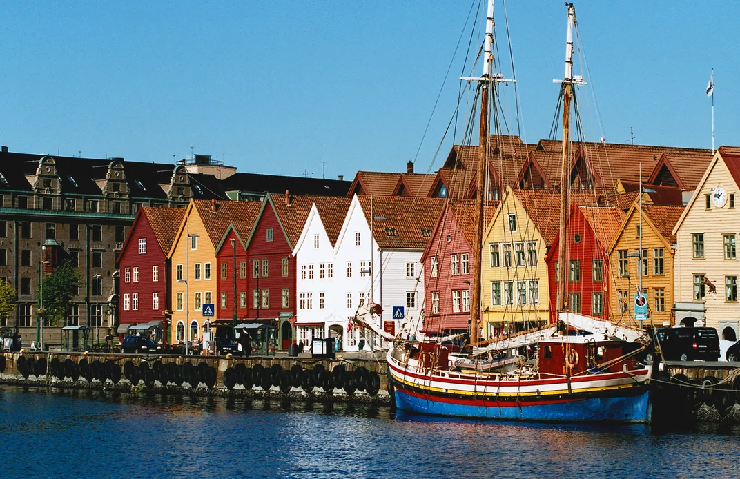 The medieval wharf of Bryggen, a World Heritage site in Bergen.