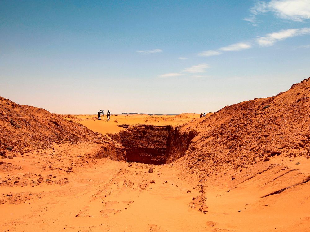 Trench dug by treasure hunters