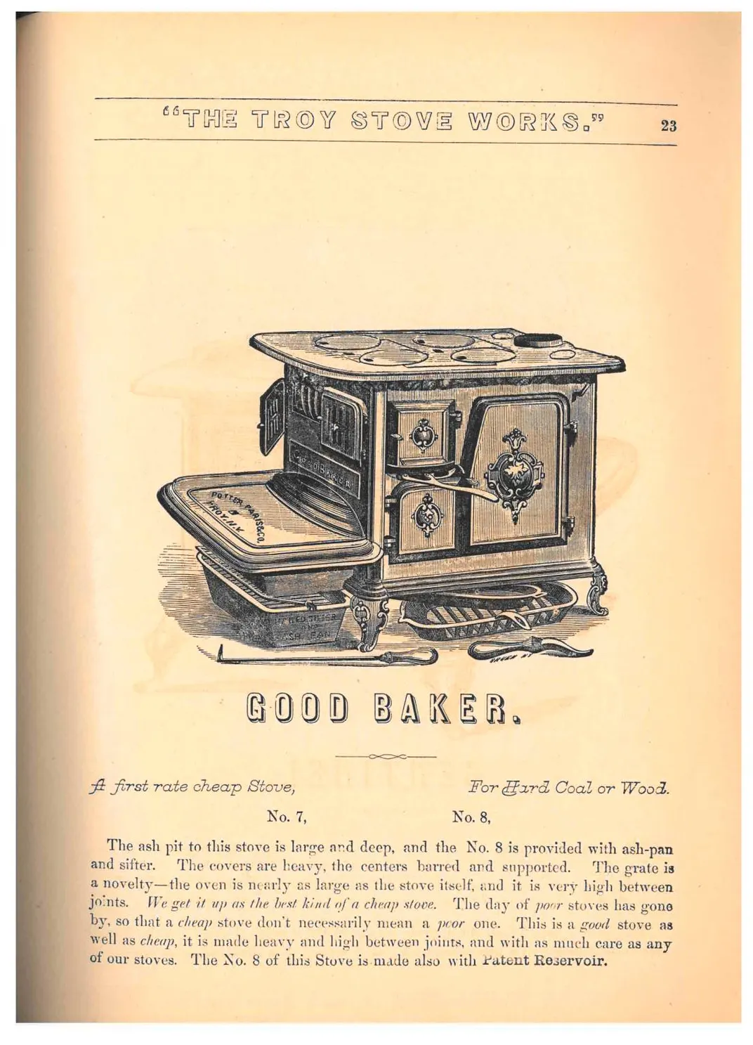 Trade catalog illustration of coal/wood stove