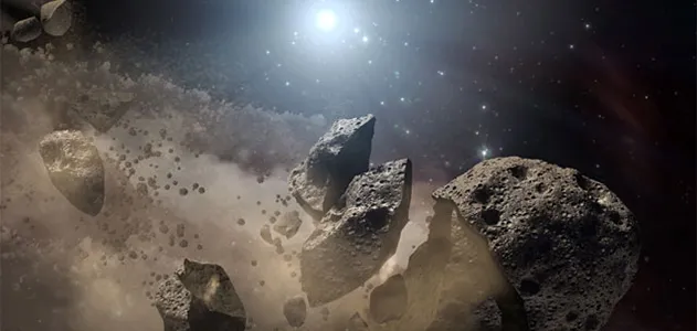 Artist’s conception of a broken-up asteroid