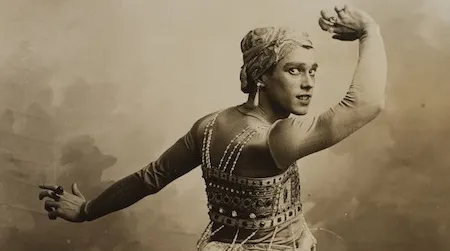 Auguste Bert Vaslav Nijinsky as the Golden Slave from Scheherazade, 1910 gelatin silver print V&A