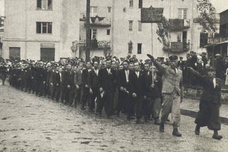 Parade of volunteers for Waffen-SS Division “Galicia” in Buczacz, 1943